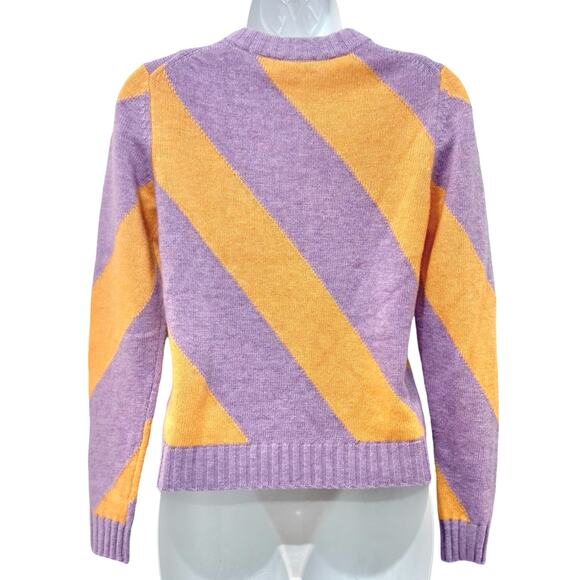 Esprit Purple Orange Diagonal Stripe Cashmere Blend Crew Neck Sweater size XXS - Picture 6 of 9